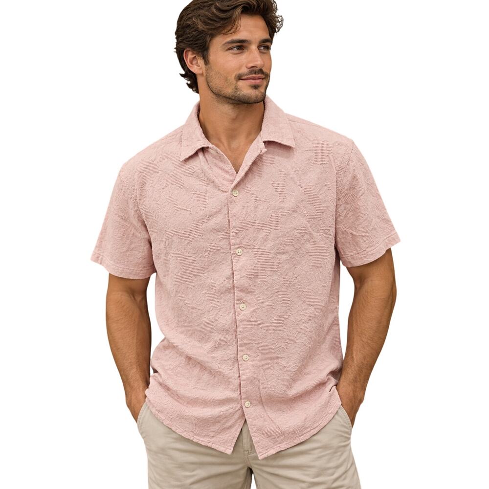 Express light red embellished career casual mens button up hawaiin minimalist M